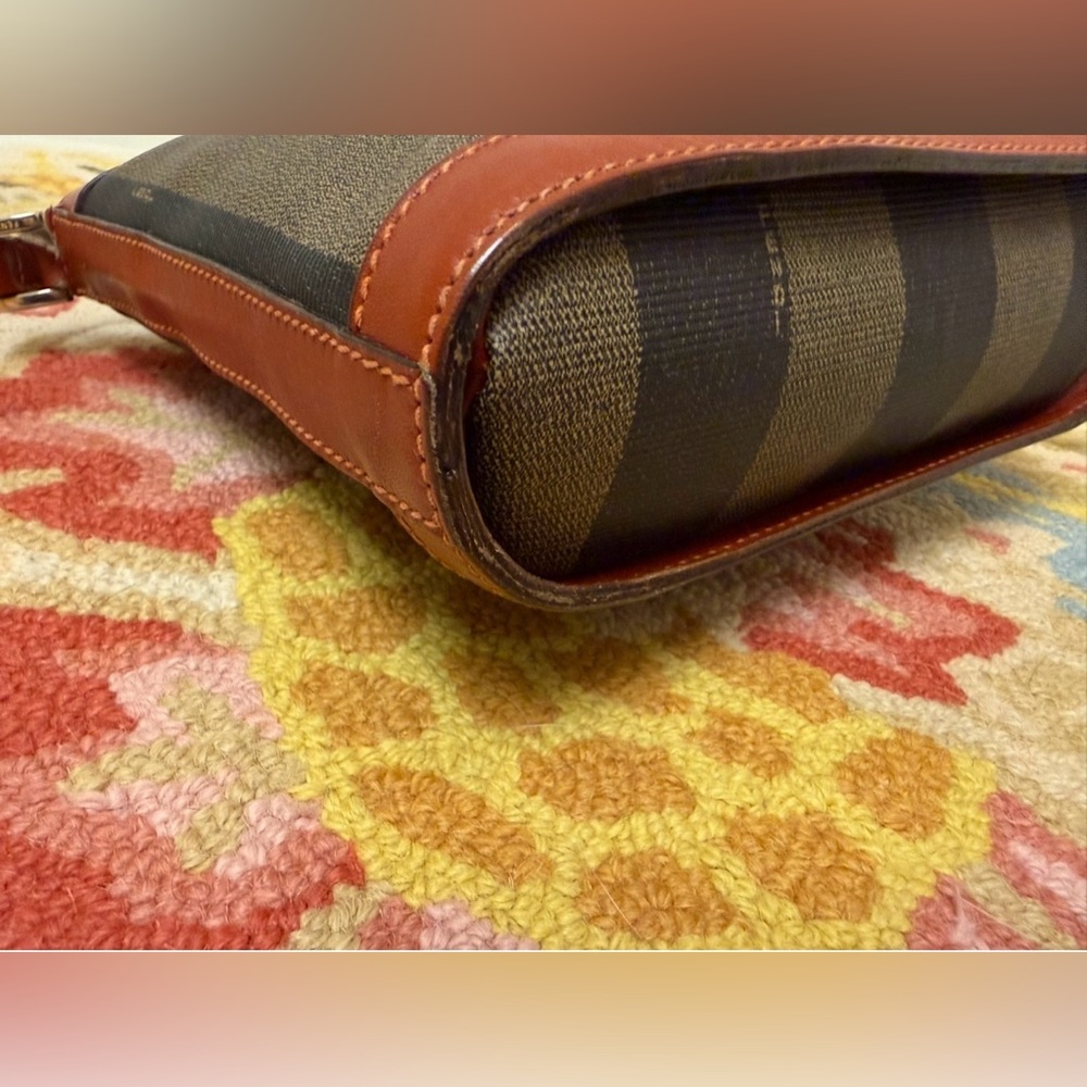 SOLD Vintage FENDI Pequin Coated Canvas Adjustable Strap Crossbody Striped Bag - Picture 4 of 16